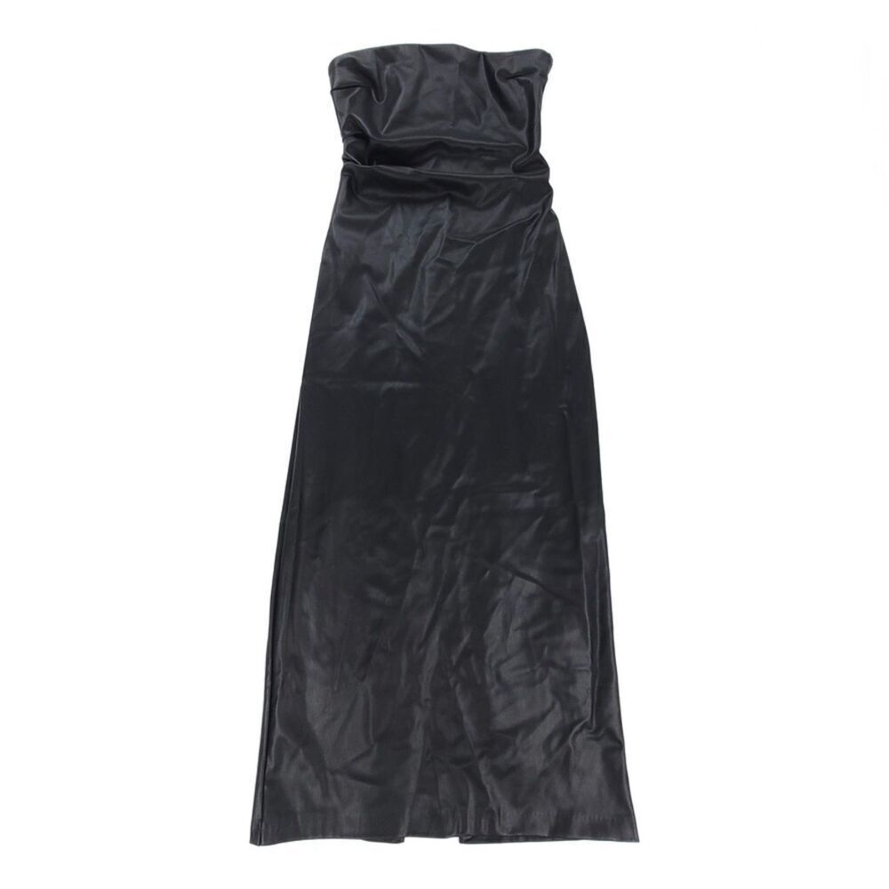 NWT Zara 90's Strapless Vegan Leather Midi Maxi Dress XS Clean Girl Black Y2k